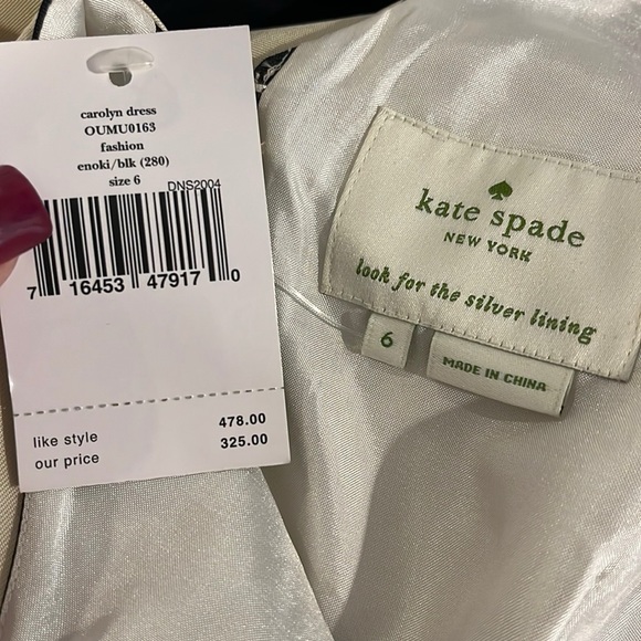 Kate Spade “Carolyn” cream white and black striped colorblock dress 6 NWT - Picture 4 of 5